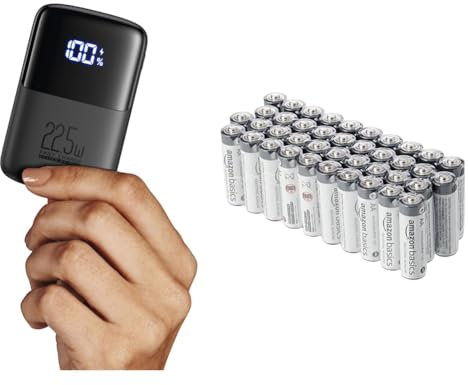 INIU Power Bank & Amazon Basics AA Industrie Alkalibatterien, 40 Stück