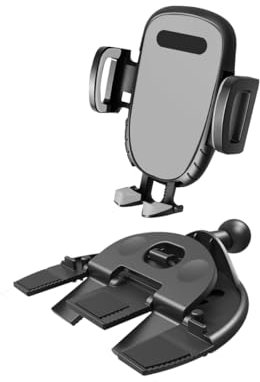 JNNJ Support De Téléphone à Fente CD pour Voiture, Support Universel De Téléphone CD pour Voiture avec Pince Réglables, Rotation 360° du Support De Téléphone à Fente CD pour Voiture(Gris)