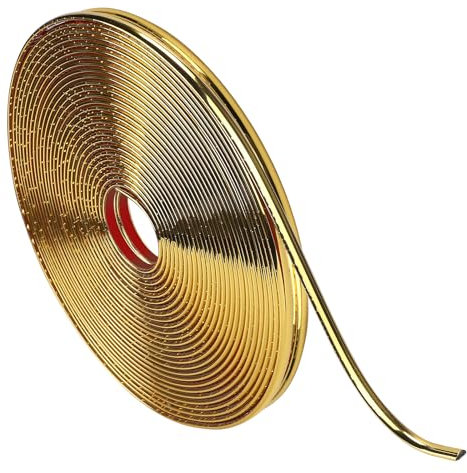 efuturetime 8mm x 20m Moulure Flexible Auto-adhésive Or, Garniture Murale Brillante Étroite Autocollante pour Décoration, Bordure de Miroir Mur Porte Plafond Carrelage