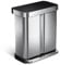 simplehuman 58L (34/24) Rectangular Recycling Double Kitchen Pedal Bin with Liner Pocket, Silent Soft Close Lid, Strong Wide Pedal, Dent-Proof Lid, Brushed Stainless Steel with Black Plastic Lid