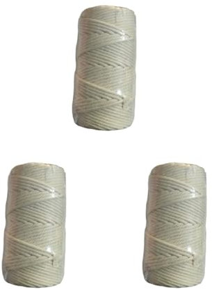 Lot de 3 cordes en coton de 100 m pour loisirs créatifs, tricot, point de croix - 4 mm