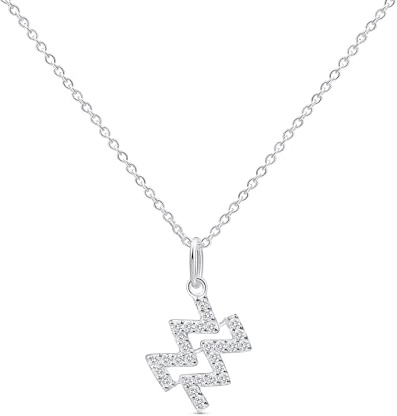 Amberta Damen Kette Sternzeichen mit Zirkonia aus 925 Sterlingsilber - Halskette Silber Sternzeichen