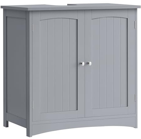 VASAGLE Aramrio de Lavabo, Armario Debajo de Lavabo, Mueble de Baño, con 2 Puertas, Estante Ajustable, Amplio Espacio de Almacenamiento, Estilo Moderno, 40 x 70 x 70 cm, Gris Paloma BBC011G01