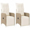 vidaXL Gartensessel mit Kissen 2 STK., Verstellbar Gartenstuhl mit Stahlrahmen, Loungesessel für Außenbereich, Relaxsessel Sthulset, Beige Poly Rattan