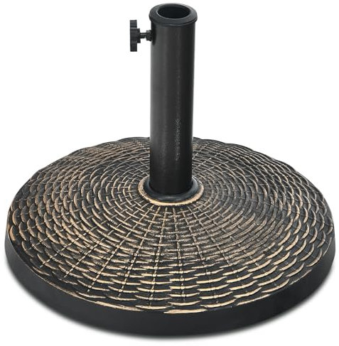COSTWAY Sonnenschirmständer 12 kg, Schirmständer aus Kunstharz in Rattanoptik, runder Balkonschirmständer, Marktschirmständer, Sonnenschirm Ständer für Schirmstangen von 38/48 mm