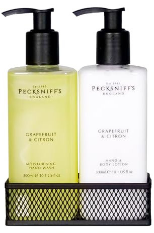 Hand Wash and Lotion Set - Liquid Hand Soap and Scented Body Lotion, Natural and Revitalising, Hydrates and Moisturises for Soft Skin, Beautiful Gift of Luxury (Grapefruit & Citron) - Pecksniff’s