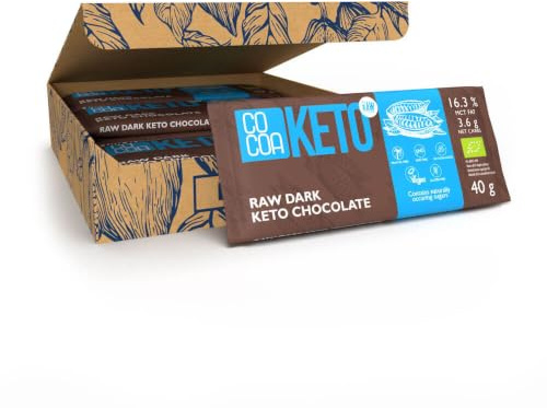 CO COA Celebration Chocolat Noir BIO Keto - Paquet 12x40g, Sans Gluten, 0% Sucre Ajouté, Snack Faible en Glucides avec Huile MCT, Parfait pour Régime Cétogène, Sans Additifs Aromatiques