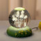 Blumen Nachtlicht 60mm Glaskugel Nachtlicht mit LED Halterung 3D Rosen Kristallkugellampe USB Aufladung Blume Nachtlampe Schlafzimmer Schlafen Tischlampe für Zuhause Tischdekorationen