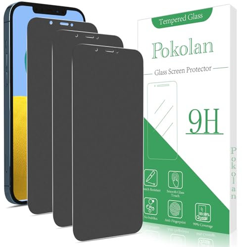 Pokolan 3 Pack Matte Privacy Screen Protector for iPhone 12 Pro Max, Anti-Glare matt Tempered Glass, Anti Spy, 9H Hardness, Anti Scratch, No Bubbles
