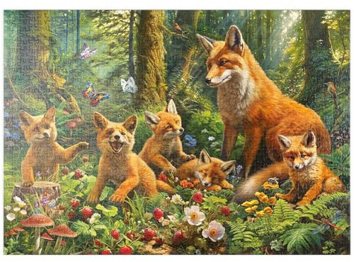 MyPuzzle Fuchsfamilie im Zauberwald - Premium 1000 Teile Puzzle - MyPuzzle Sonderkollektion von Puzzle Galaxy