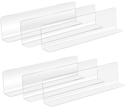 CAXUSD 6stücke Förmige Regaltrenner Lang Transparenter Shelf Divider Für Supermarktregale Zur Einfachen Trennung Und Übersichtlichen Warenpräsentation Ohne Werkzeug