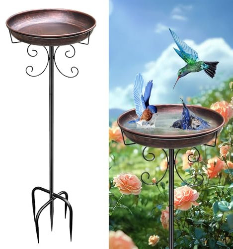 YedZen 35inch Metal Bird Bath Stand, 35In Vintage Freestanding Birdbaths Supports with 5-Pronged Base, Upgraded Detachable Bird Bath Feeder Bowl for Outdoors Garden, Patio, Yard, Lawn Decoration