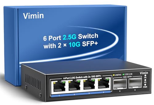 4 Port 2.5G Unmanaged Switch+2 Port x 10G SFP+,6-Port 2.5G Unmanaged Network Switch, Fanless, Plug and Play