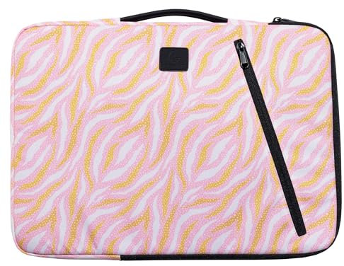 Exacompta - Réf. 17354E - 1 Housse ordinateur compatible avec PC de 15-16 pouces - poignée rétractable - petite poche à l'avant - fermeture zippée sur 2 côtés - en tissu recyclé - Nude