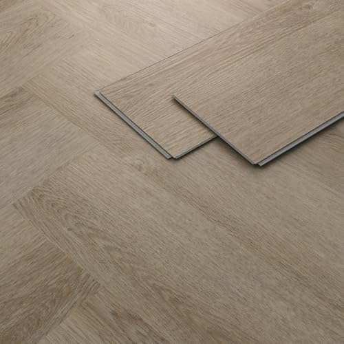 ML-Design Deluxe PVC Bodenbelag, Click Vinyl-Dielen Vinylboden, 61cmx12,8cmx4,2mm, Dicke 4,2mm, 7,8m²/100 Dielen, Fischgrät Eiche dunkel, Braun, Holzoptik, rutschfest, wasserfest, Belastungsklasse 34