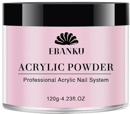EBANKU Acrylique Rose Foncé, 120g/4.23oz Couvrir l'Ongle Poudre Acrylique Professionnelle de Grande Capacité pour l'Extension de l'Ongle, la Sculpture, Longue Durée, Pas de Lampe Nécessaire