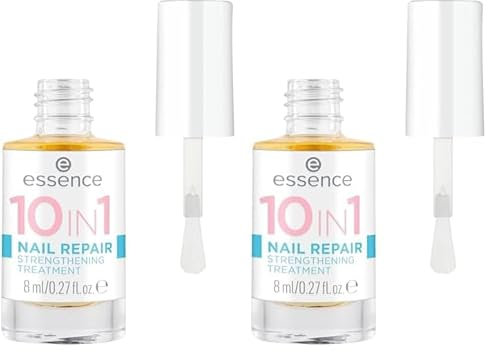 Essence Cosmetics 10IN1 Nail Repair Strengthening Treatment, Nagelhärter, Transparent, volumengebend, stärkend, ohne Mikroplastikpartikel, ohne Konservierungsstoffe, ohne Parfüm, 2er Pack (8ml)
