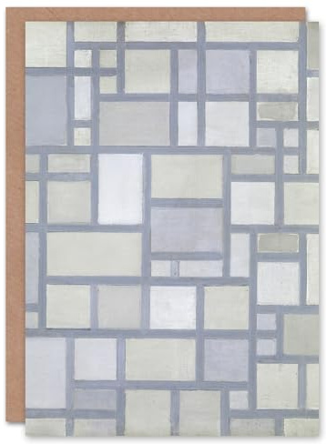 Artery8 Piet Mondrian Art Card Abstract Composition with Gray Lines