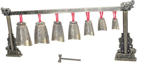 1 Satz Glockenspiel Dekor aus Kupferbeschichtetem Metall mit Hammer | Antiker Goldener Chime, Tischdeko für Desktop, Klare Tongebung, Klassisch Literarischer Stil
