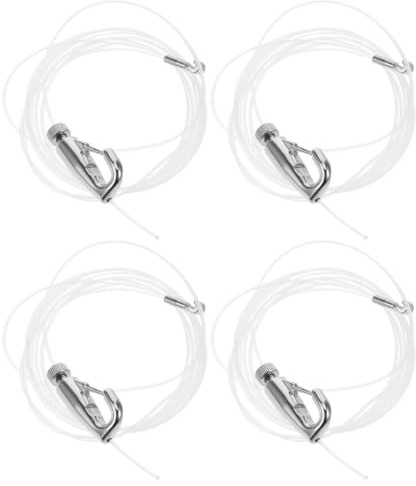 POPETPOP Système d'Accrochage Tableaux avec 4 Câbles Nylon 2m et Crochets Réglables, Kit de Suspension Invisible pour Cadres, Miroirs et Galeries d'Art