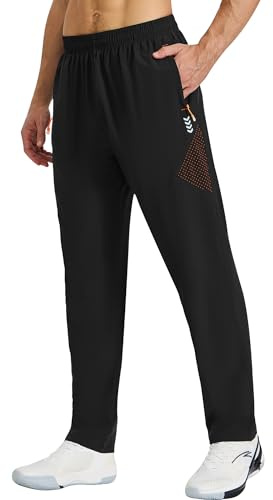 Cimic Jogginghose Herren Sporthose Lang Trainingshose Herren mit Reflexstreifen Track Pants Atmungsaktiv Trocknend Laufhose mit Reißverschlusstaschen fur Gym Outdoor Sport Fitness C3069-Black-L