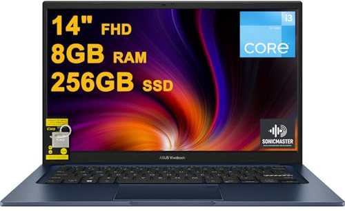 ASUS VivoBook 14 Business Laptop 14 FHD antirreflejos Intel 6-core i3-1215U 8GB DDR4 256GB SSD Type-C Cámara de privacidad SonicMaster carga rápida Win11 ICP Hub