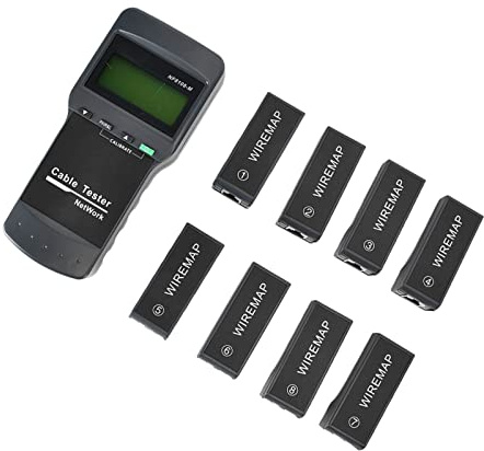 Garosa Netzwerkkabeltester, RJ45-Kabelfinder mit LCD-Display, 8 Remote-Einheiten für Längen-Breakpoint-Konnektivitätstest, Professionelle WireMap-Paar- und Längen-Koax-Tel-Einrichtung für Techniker
