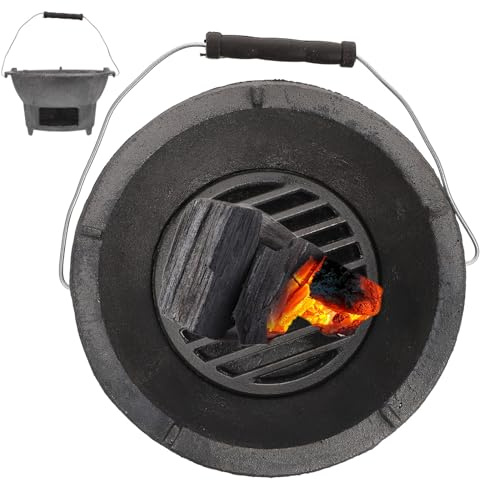 Outdoor Cast Iron Silver Bbq Stove for Camping and Fishing | Charcoal Stove, Bbq Tool, Wear-resistant Waterproof Finish, Finely Polished Edges,