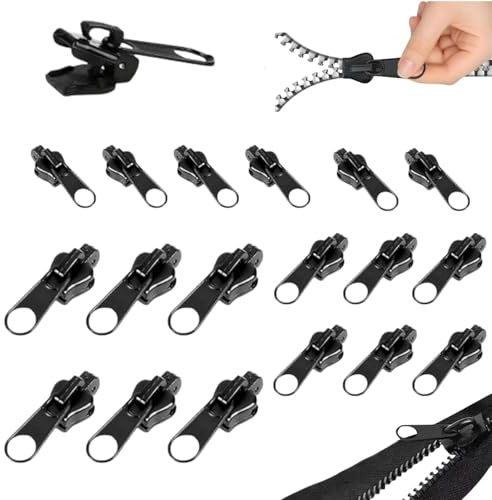 Reissverschluss Zipper Ersatz 18 Stück in Drei Größen Reparatur Set für Jacken Rucksäcke Koffer und Taschen Geeignet für Austausch und Alltag