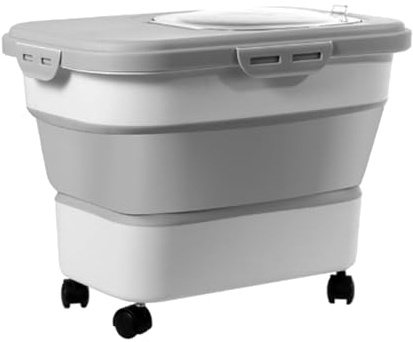 Hamwesh Récipient Hermétique de Stockage des Aliments, Pliable de Grande capacité de 19 L, Couvercle de Verrouillage Transparent, Bac de Stockage du Riz, Récipient Organisateur de Céréales
