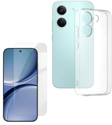 Wigento Schutzhülle + Schutzglas Set für Xiaomi Poco X8 Pro, TPU Case, 9H Displayschutz Glas, Kamera Schutz, 360 Grad Schutz, transparentes Handyhülle Set (Transparent)