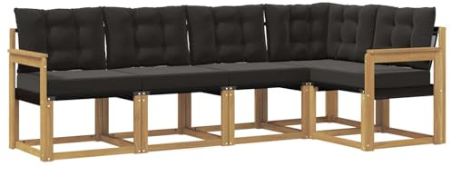 vidaXL Outdoor-Sofagarnitur mit Kissen 5 pcs Weiß und Schwarz, Moderne Garten-Sofaset, wetterfestes Möbel, Bequeme Liege, stilvolles Outdoor-Sitzen für Entspannung