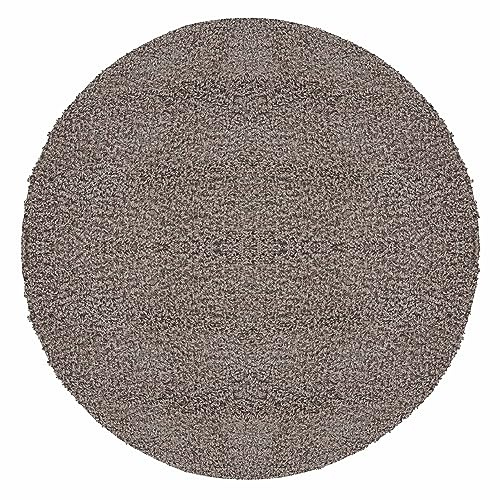 Teppium Moderner Hochflor Teppich Wohnzimmer 120 cm Rund Beige - Shaggy Flauschiger Teppich, Extra Weich, Pflegeleicht und Einfarbig - für Schlafzimmer, Küche und Esszimmer