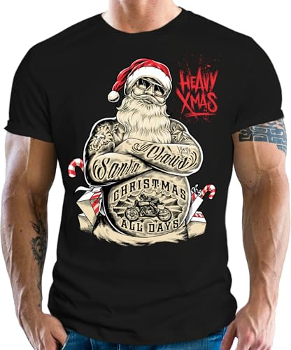 Biker Racer Schrauber Weihnachts T-Shirt - Heavy Xmas als Geschenk für Motorradfahrer