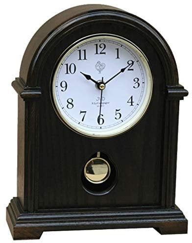CLOCKVILLA HETTICH-UHREN Klassische Tischuhr Kaminuhr mit Pendel Uhr Westminster Stundenschlag Nussbaum (nussbaum, 24 x 30,5 x 9 cm)