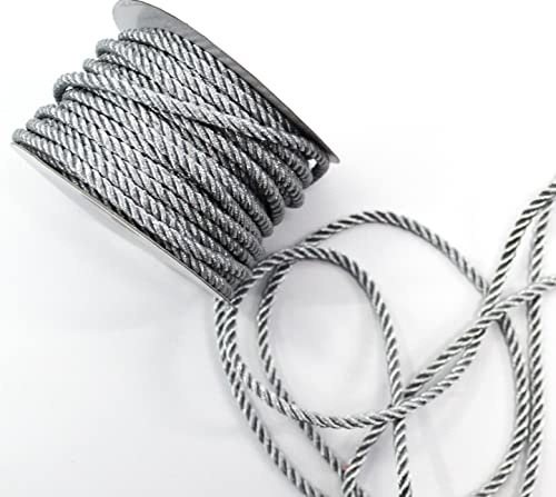 CaPiSo Kordel 15m x 4mm Drehkordel KORDELBAND Kordel gedrehte Schnur Weihnachtskordel (Silber) …