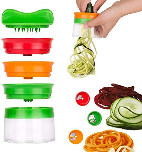 FOOSKOO Grater Gemüseschneider Gemüsereibe Gemüse Obst Spirale Slicer Spiralizer Cutter Reibe Küche Werkzeug Gadget Zucchini Pasta Nudel Spaghetti