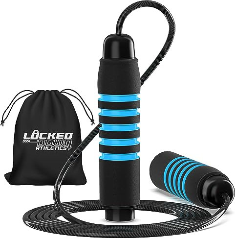 Cuerda de saltar – Cuerda de saltar ajustable para adultos y ejercicio en casa con asas de espuma suave, núcleo de acero sin enredos, cuerda de saltar de boxeo, equipo de fitness premium para mujeres