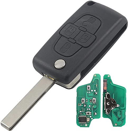 ProPlip - Llave completa con electrónica programada compatible para Citroen C8 Peugeot 807 1007 Mando a distancia con 4 botones puertas laterales CE0523 433 MHz