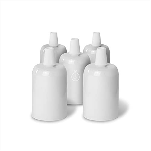 AMARCORDS - 5 Lampenfassung E27 Vintage Retro Edison Metall für Pendelleuchte. Ausführung im Industriestil WEISS