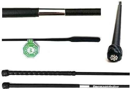 JA Horse Fleck Dressurgerte Gerte Reitgerte Ledergriff echtes Leder (120 cm, Deluxe)