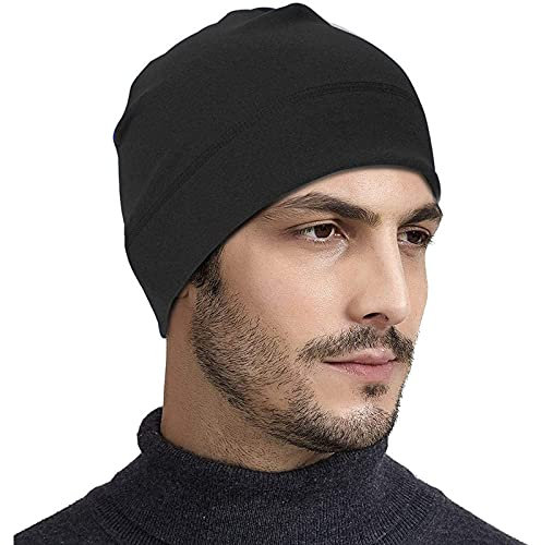KEEBAX Cappello A Berretto Uomo Donna Caldo Peluche Autunno Inverno Cappello in Cotone, Morbidi con Traspirante Alta Elasticità Antivento per Corsa Sci Ciclismo Snowboard (Black)