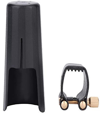 Tenorsaxophon Ligatur, 1,38x1,38 Zoll Tenor Saxophon Ligatur Clip Verschluss mit 3,86x1,5 Zoll Mundstück Kappe, PU Leder Altsaxophon Ligaturklammer Blattschraubenbefestigung Tenorsaxophon Mundstück
