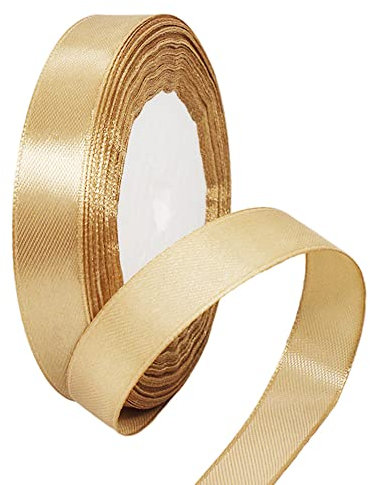 22m Satinband Geschenkband Champagner Gold 15mm Breit,Seidenband Champagner Dick Schleifenband Satin Dekoband Geschenkverpackung Deko Band Stoffband für Halloween Weihnachten Hochzeit Taufe Geburtstag