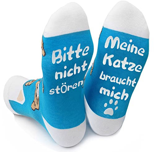 ANOTION Lustige Socken Für Tierliebhaber, Valentinstag Geburtstag Geschenk Originelle Geschenke Für Katzenliebhaber Frauen, Baumwollsocken, Rutschfeste Sock, Cat Socken Für Damen Und Herren