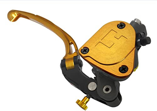 Pompa Freno Forgiata 16X18 Con Vaschetta Integrata,Leva Snodata Lunga Oro (Pomello+Leva) per Ducati Panigale V4 dal 2018 al 2022, CC 1103