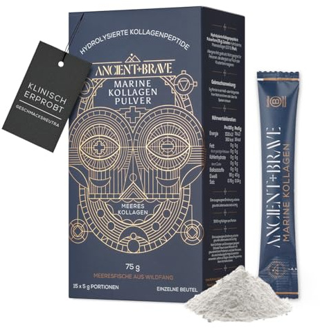 Ancient + Brave Wild Collagen Powder 15 x 5g | Marine Collagen | 100% Type I Hydrolysed Marine Collagen Powder|Neutral Taste | Easily Digestible & Highly Bioavailable | Clinically Researched