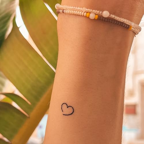 Inkster Tattoo - Offenes Herz Tattoo Doppelpack | Temporäre Tattoos mit EU-Kosmetikzertifizierung - das Original | wasserfest + vegan | revolutionäres 2-Wochen-Tattoo | Klebetattoos + Fake Tattoos
