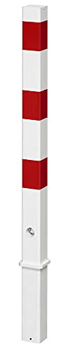 Absperrpfosten aus Stahl SPU 704 rot/weiß - herausnehmbar mit Bodenhülse, Dreikantschloss - Höhe ü. Flur: 900 mm, Vierkantpfosten: 70 x 70 mm - rote Reflexfolie - wolk