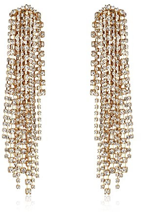 EVER FAITH Kristall Quaste Ohrringe Fransen baumeln Strass lange baumelnden Kronleuchter Statement-Ohrringe für Damen Mädchen Klar Gold-Ton